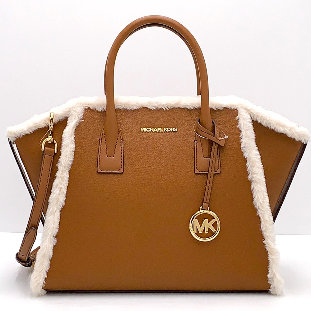 MICHAEL KORS AVRIL LARGE TOP ZIP SATCHEL LUGGAGE MULTI COLOR WITH FLUFFY - Picture 3 of 16